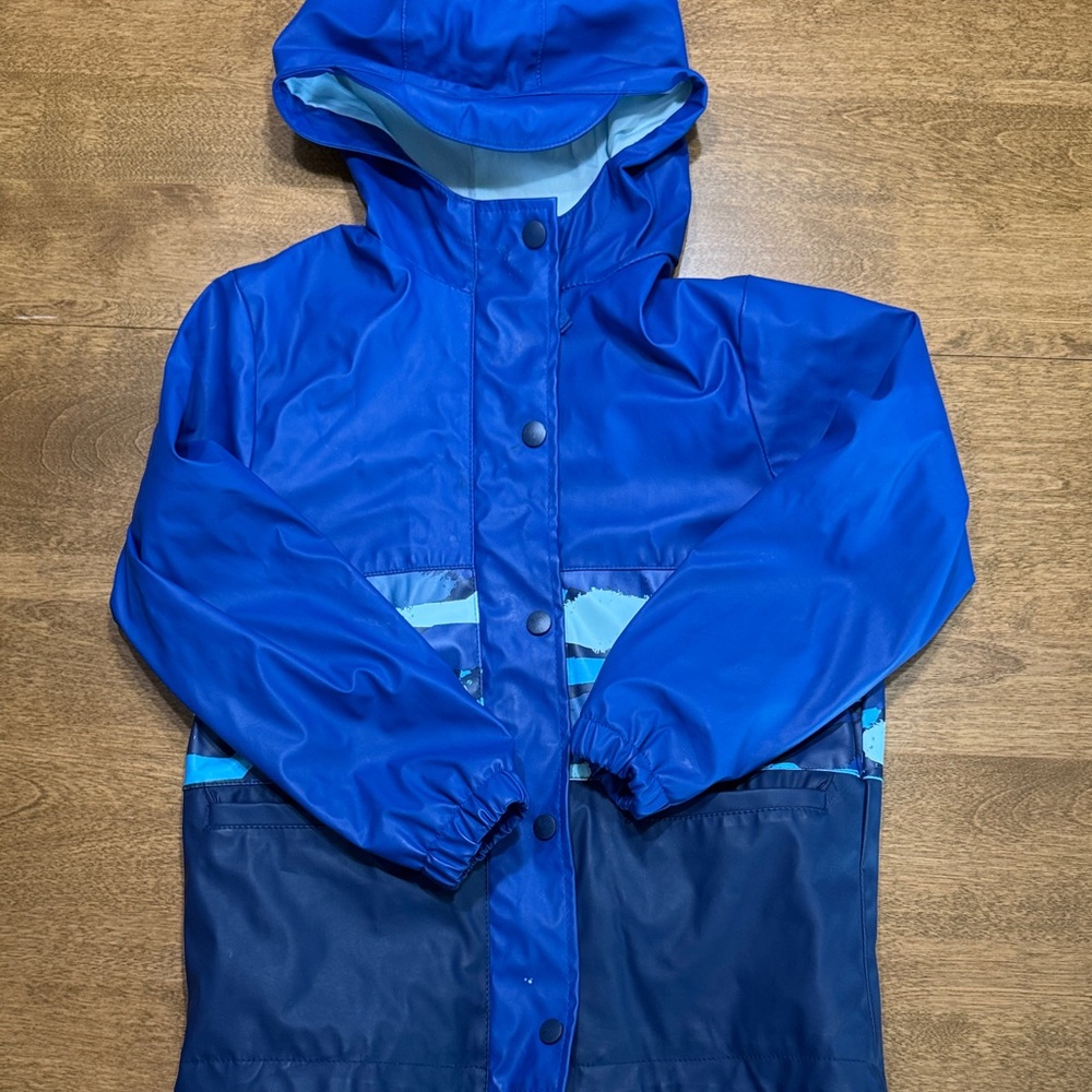 Blue Hooded Rain Jacket